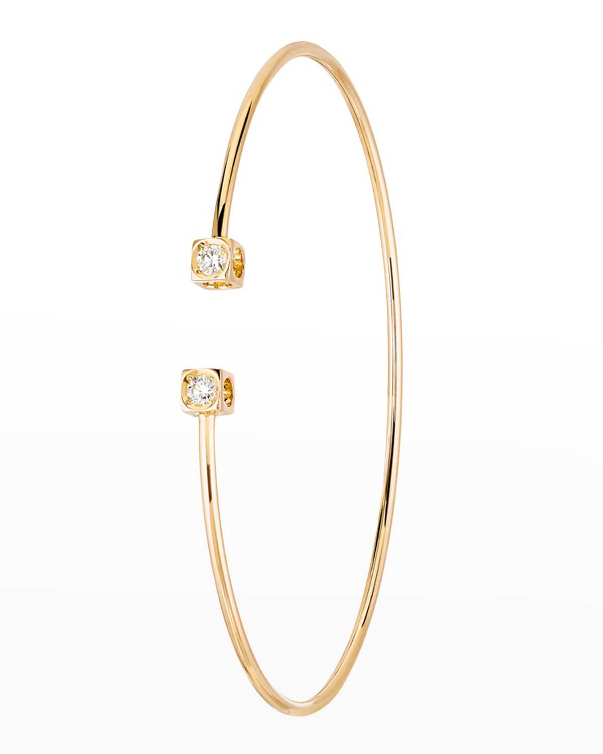 DINH VAN Yellow Gold Le Cube Small Diamond Accent Cuff Bracelet