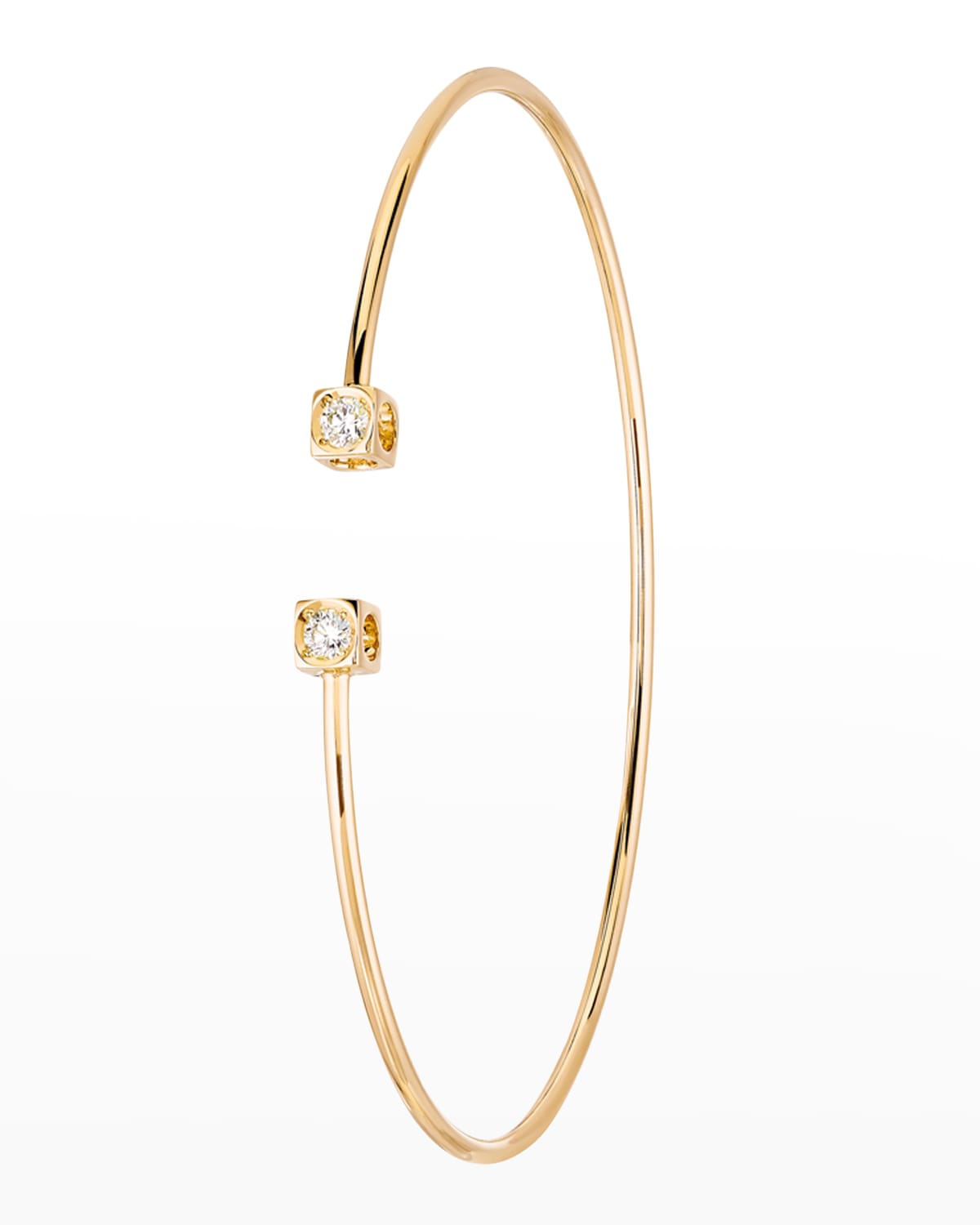 Dinh Van Yellow Gold Le Cube Small Diamond Accent Cuff Bracelet