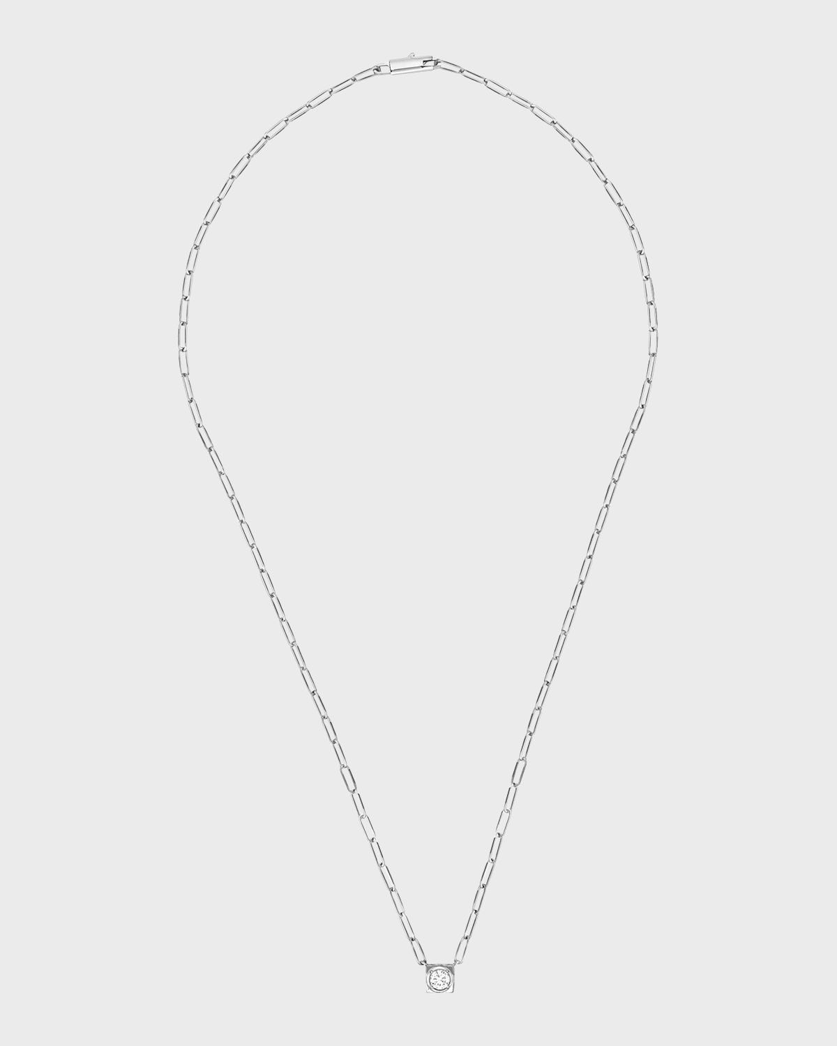 DINH VAN White Gold Le Cube Large Diamond Pendant Necklace