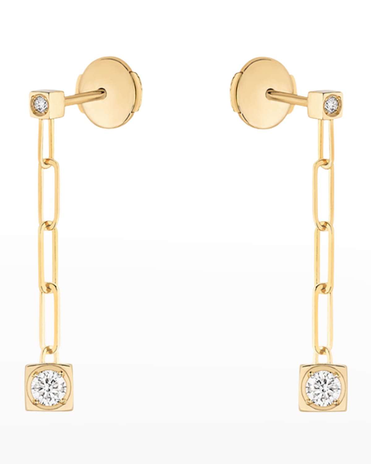DINH VAN Yellow Gold Le Cube Small Chain Drop Earrings