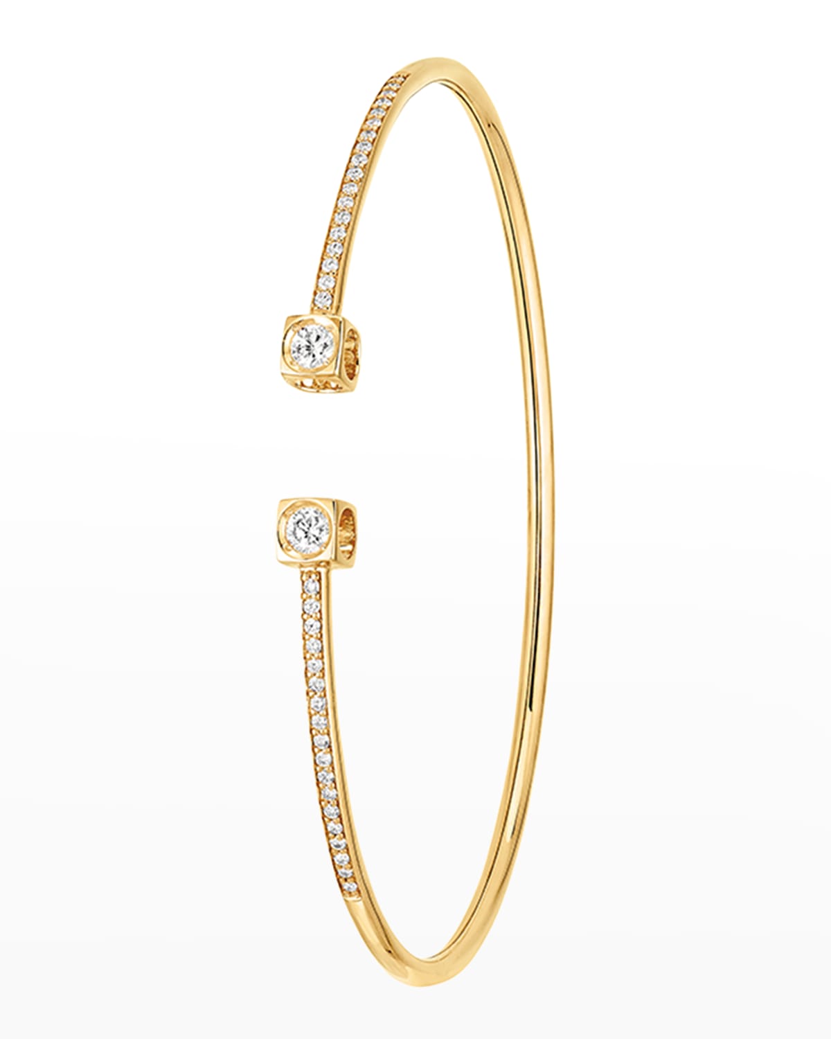 Yellow Gold Le Cube Medium Diamond Accent Cuff Bracelet