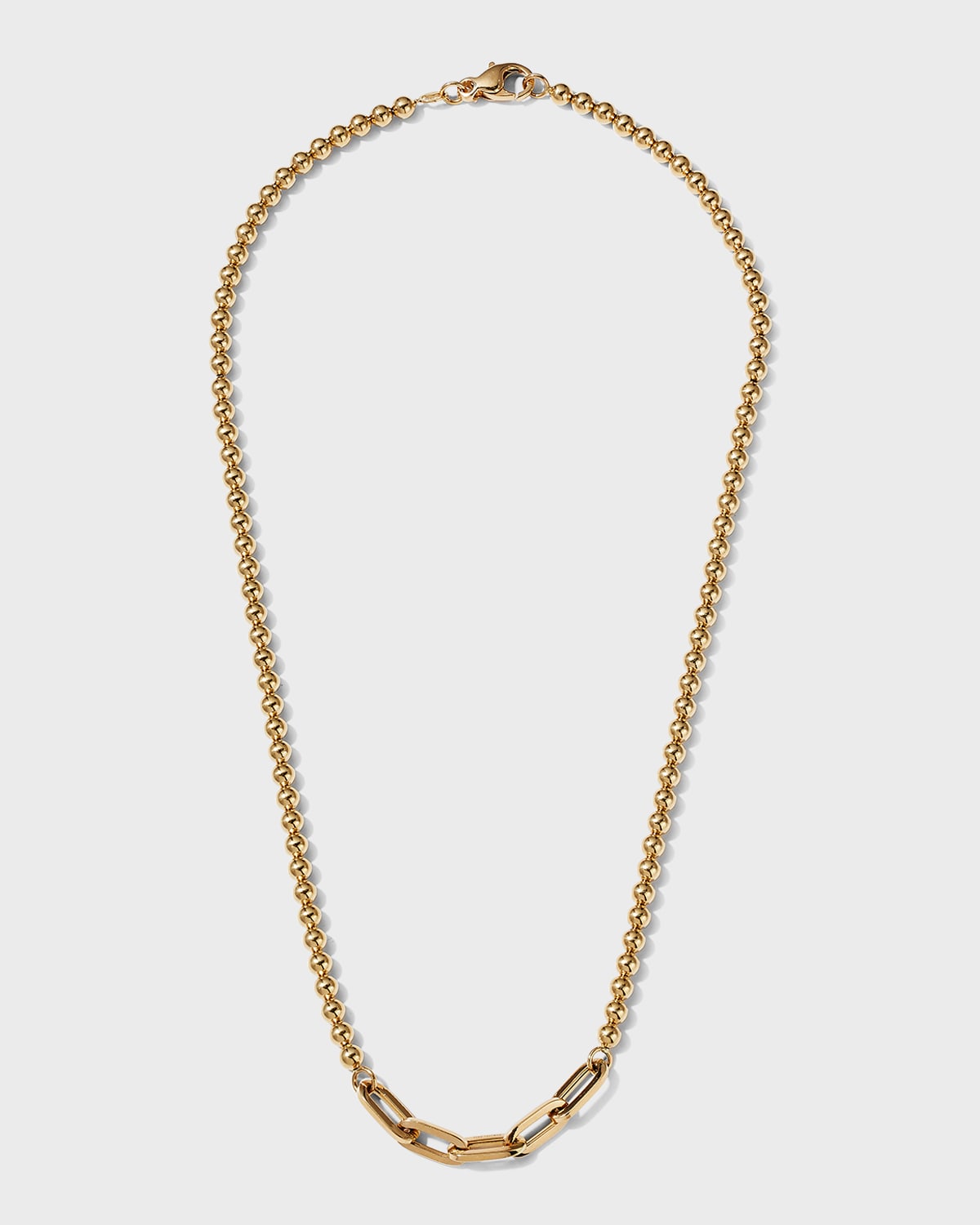 Fern Freeman Jewelry Yellow Gold Ball Chain and Triple Paper Clip Link Necklace