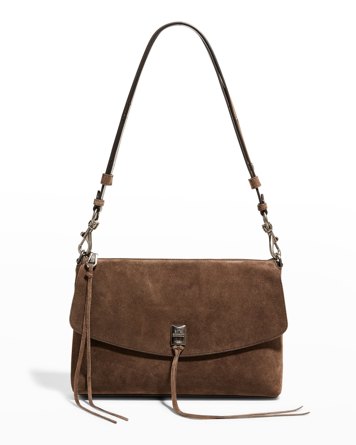 Rebecca Minkoff Darren Zip Suede Shoulder Bag In Porcini ModeSens
