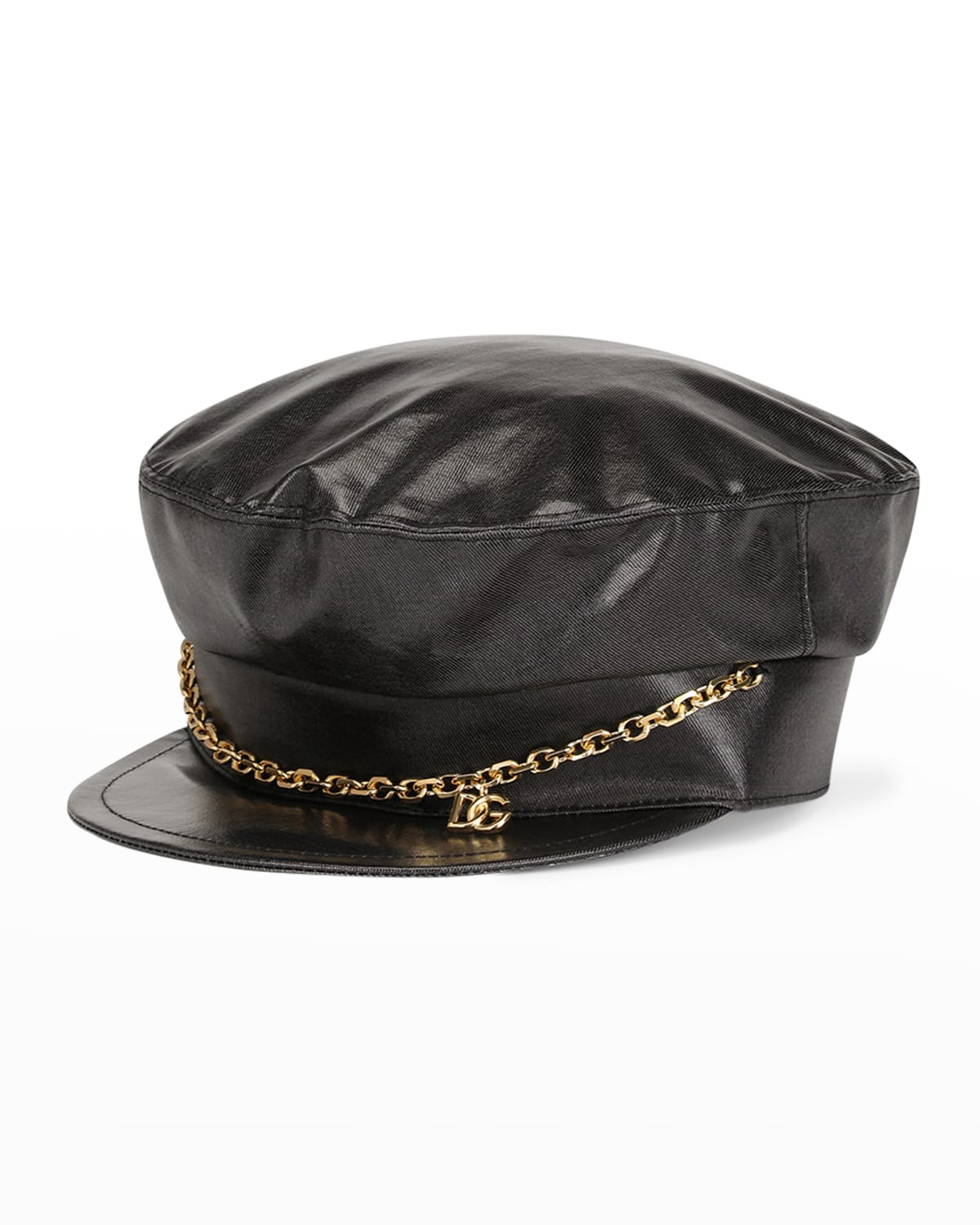 Dolce & Gabbana Dg Logo Chain Newsbody Cap In Black