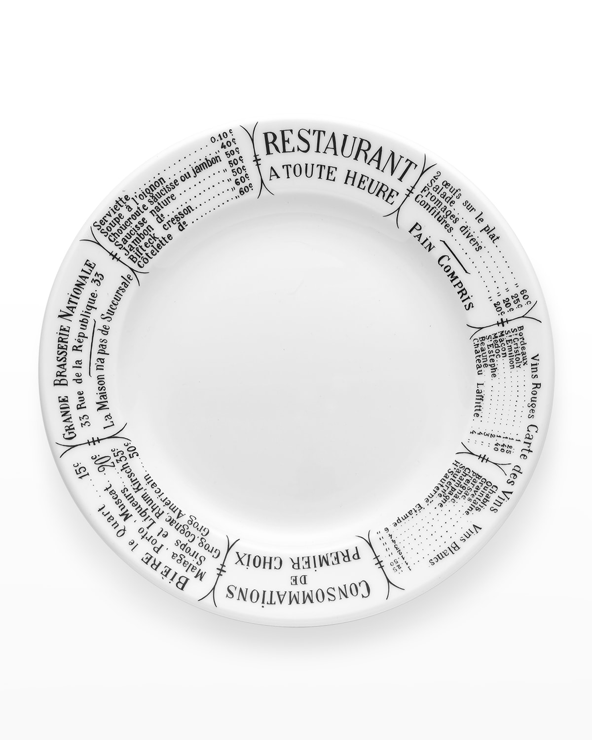 Shop Pillivuyt Brasserie Set Of 4 Plates - 7.75" In White With Black Décor