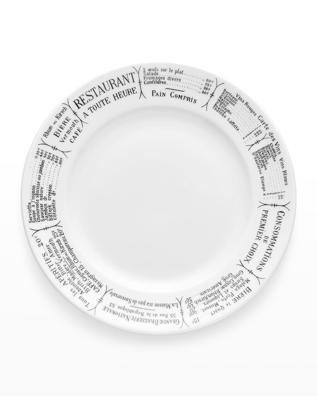 Shop Pillivuyt Brasserie Set Of 4 Plates - 9.5" In White With Black Décor