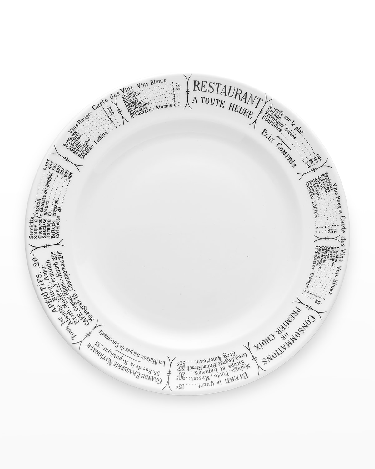 Shop Pillivuyt Brasserie Set Of 4 Plates - 10.5" In White With Black Décor