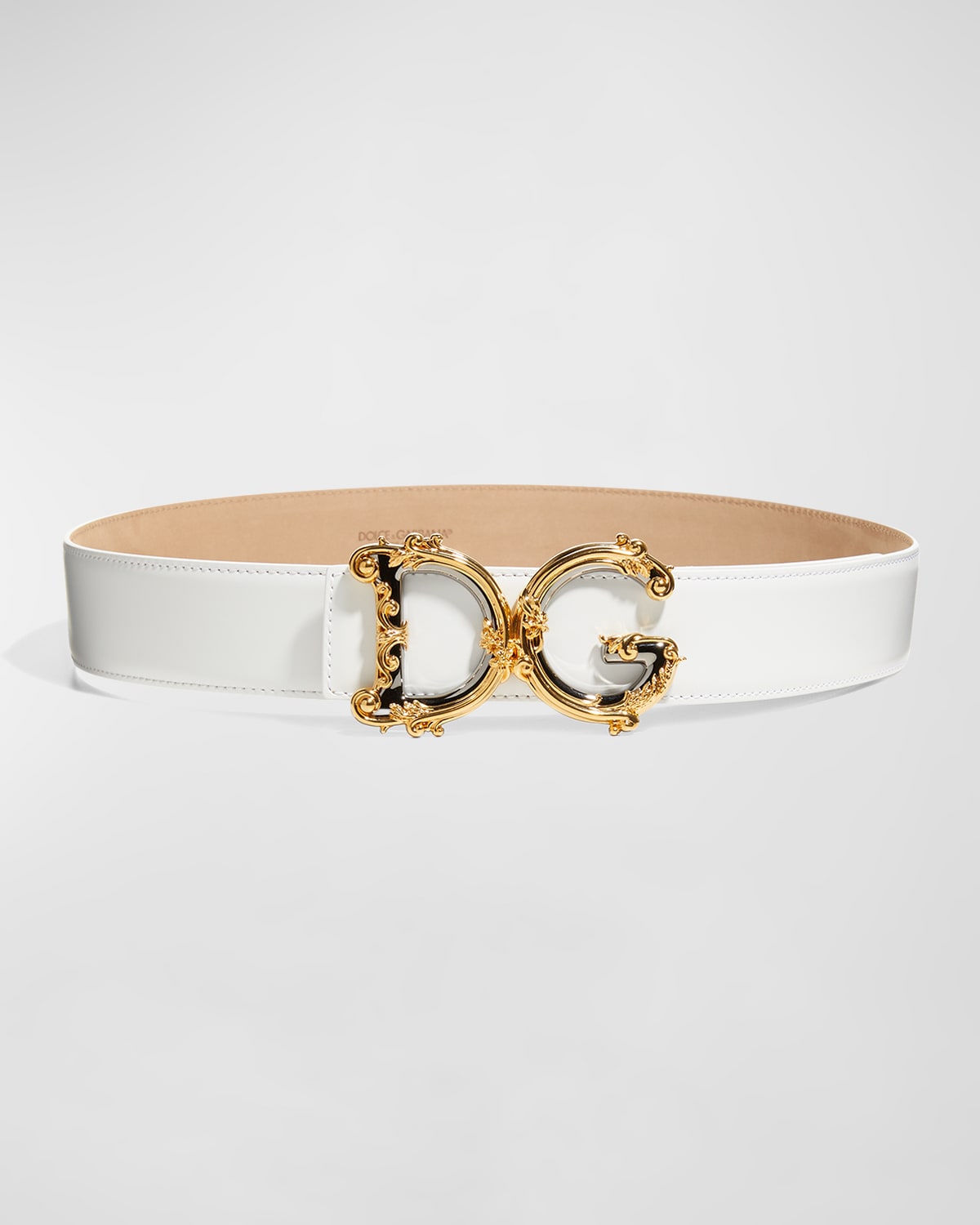 Dolce & Gabbana Dg Barocco 40mm Calf Leather Belt In White