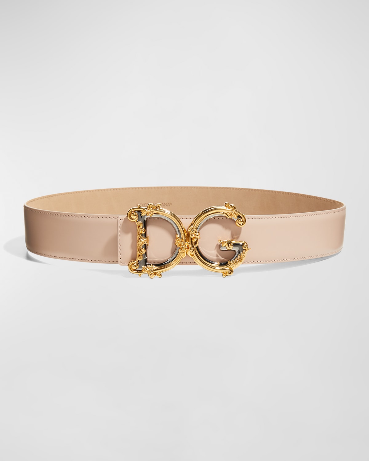 Dolce & Gabbana Dg Barocco 40mm Calf Leather Belt In Beige