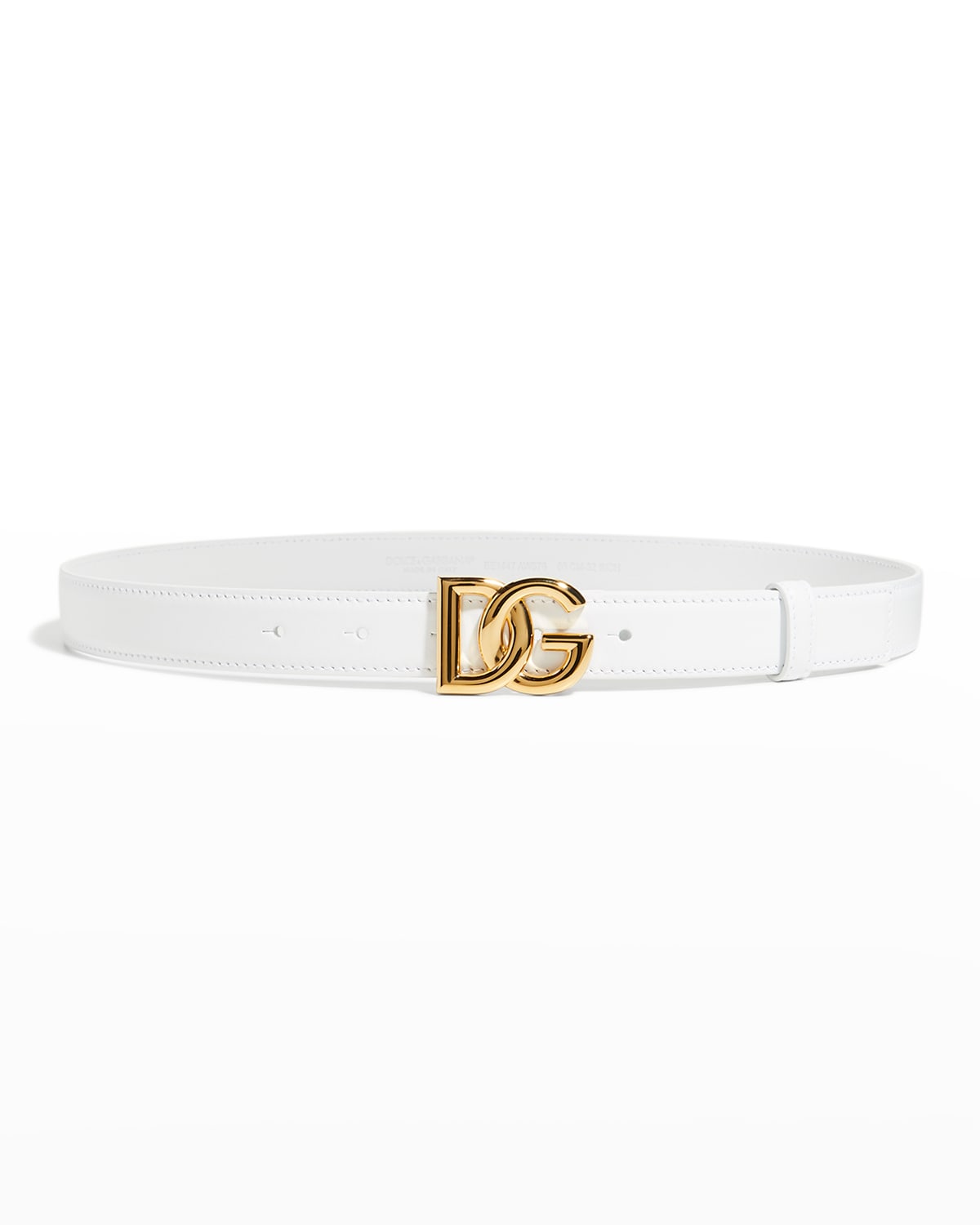 Dolce & Gabbana Dg Logo Buckle Leather Belt In White