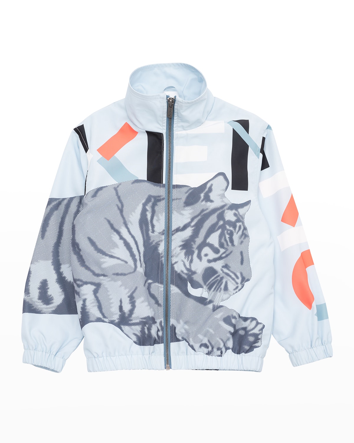 Kenzo Kids' Boy's Leaping Tiger Logo Nylon Jacket In 77n-pale Blue