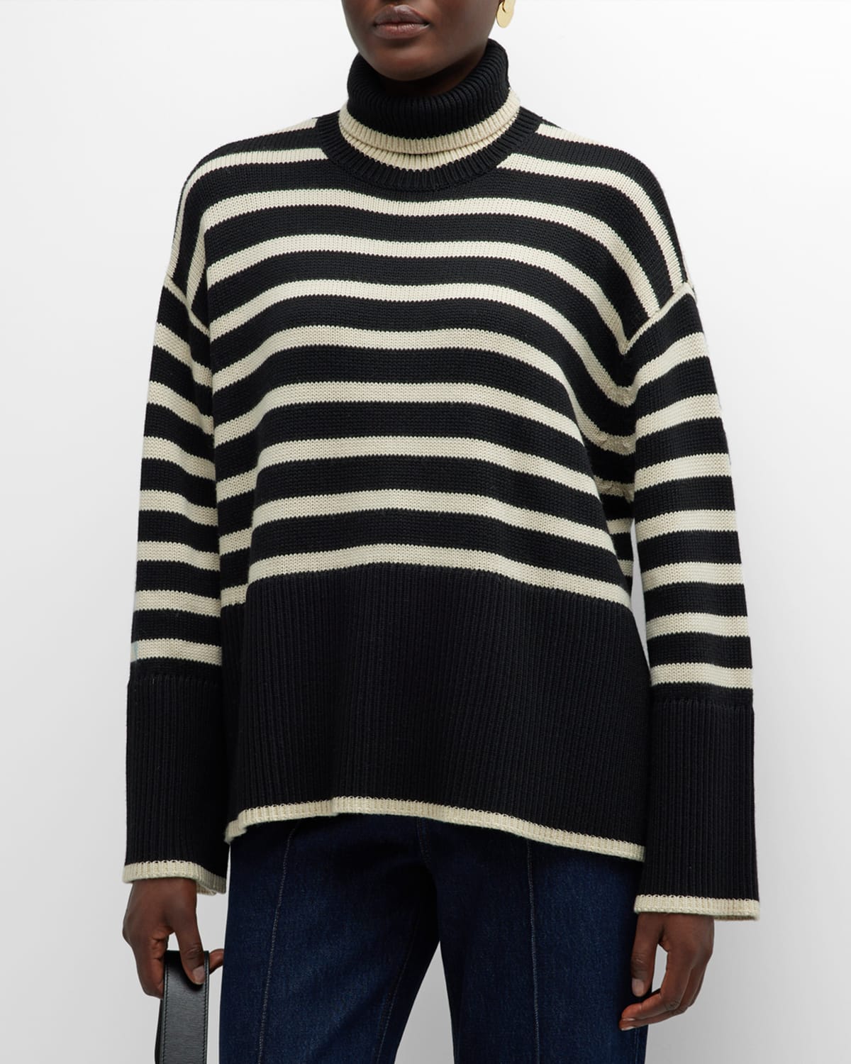Toteme Striped Turtleneck Wool-Blend Sweater