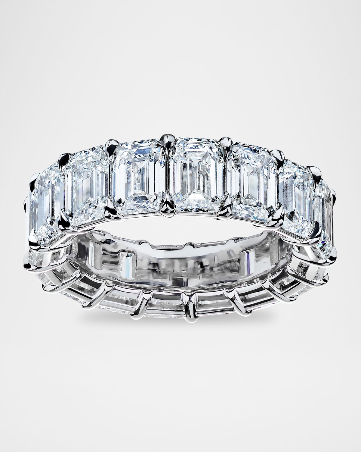 Platinum Emerald Diamond Eternity Band Ring