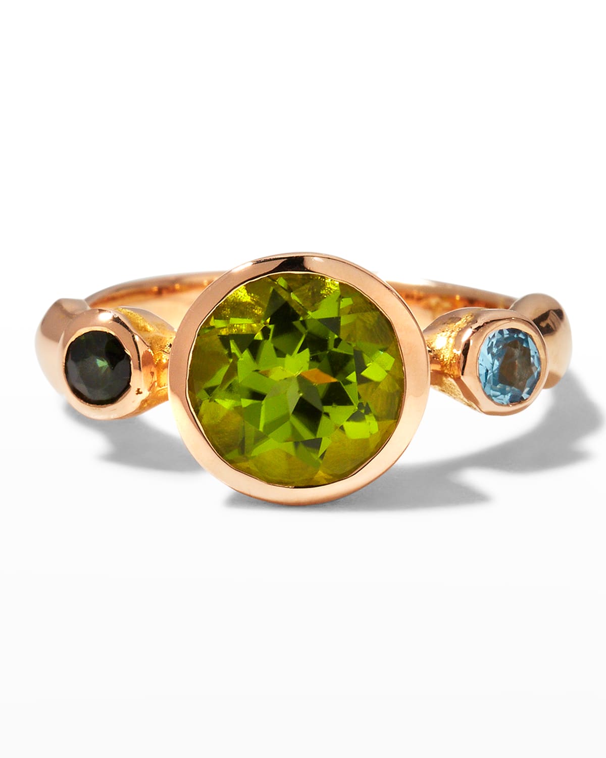 Lee Brevard Rose Gold Sybil Ring With Peridot, Tourmaline And Topaz