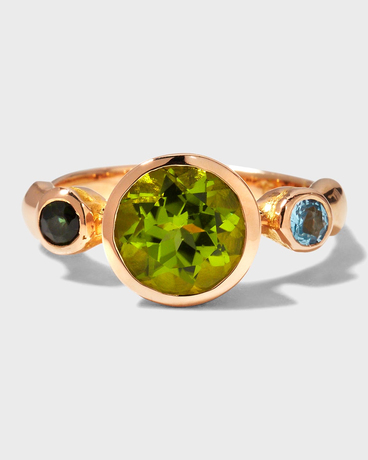 Lee Brevard Rose Gold Sybil Ring with Peridot, Tourmaline and Topaz