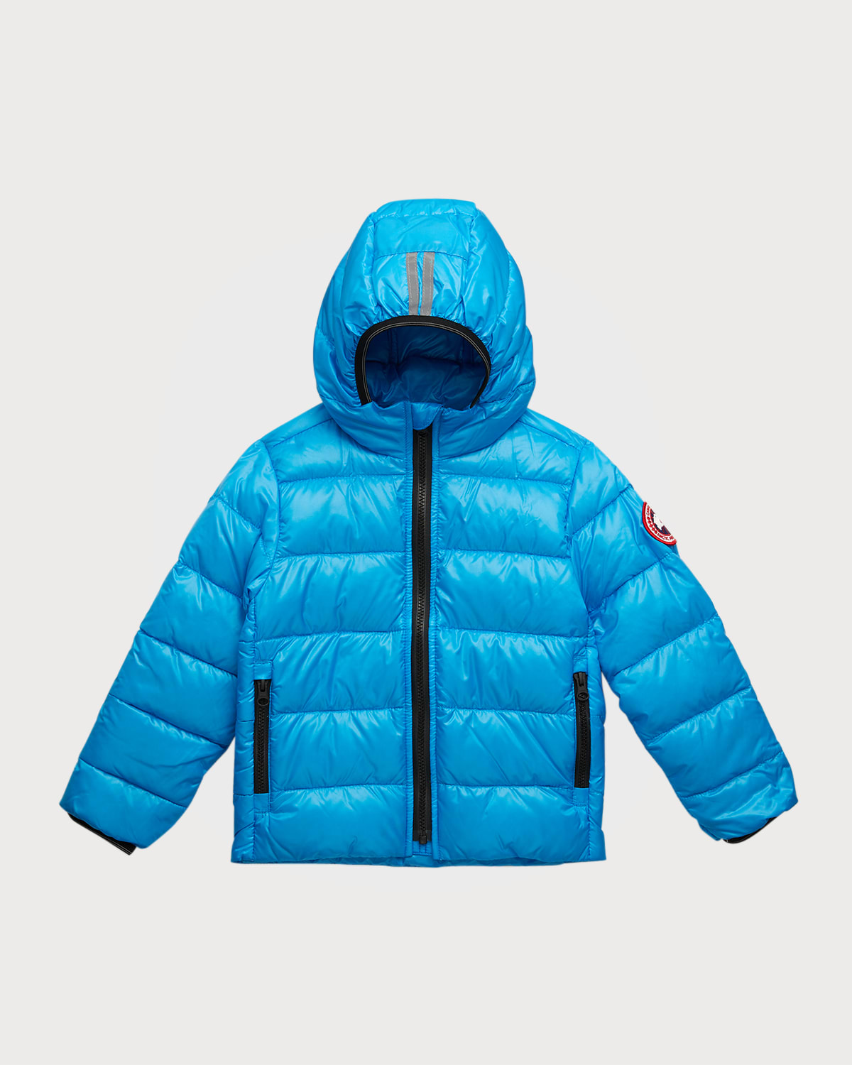 Canada Goose Kid's Crofton Striped Logo Quilted Jacket In Glacier Blue-bleu