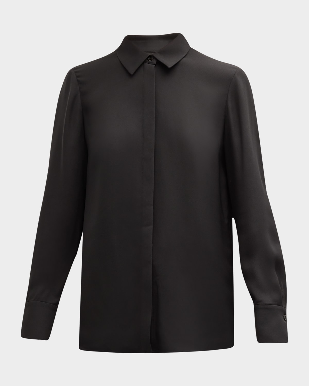 Shop Lafayette 148 Scottie Silk Button-down Blouse In Black