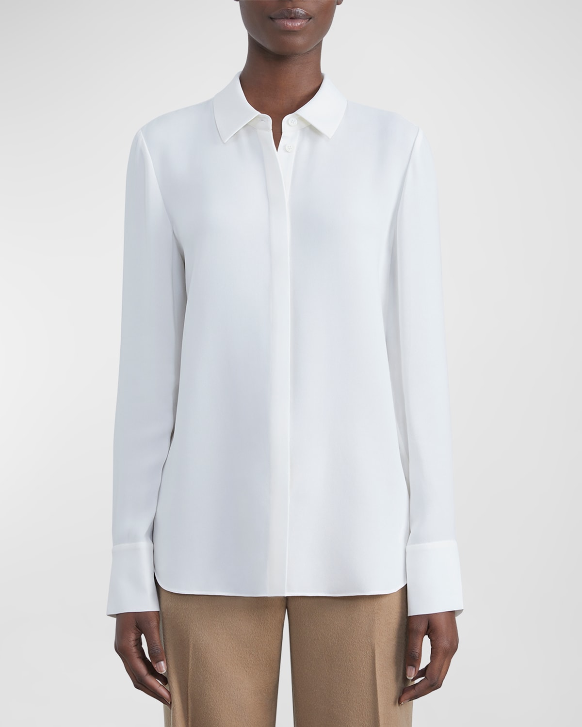 Scottie Silk Button-Down Blouse