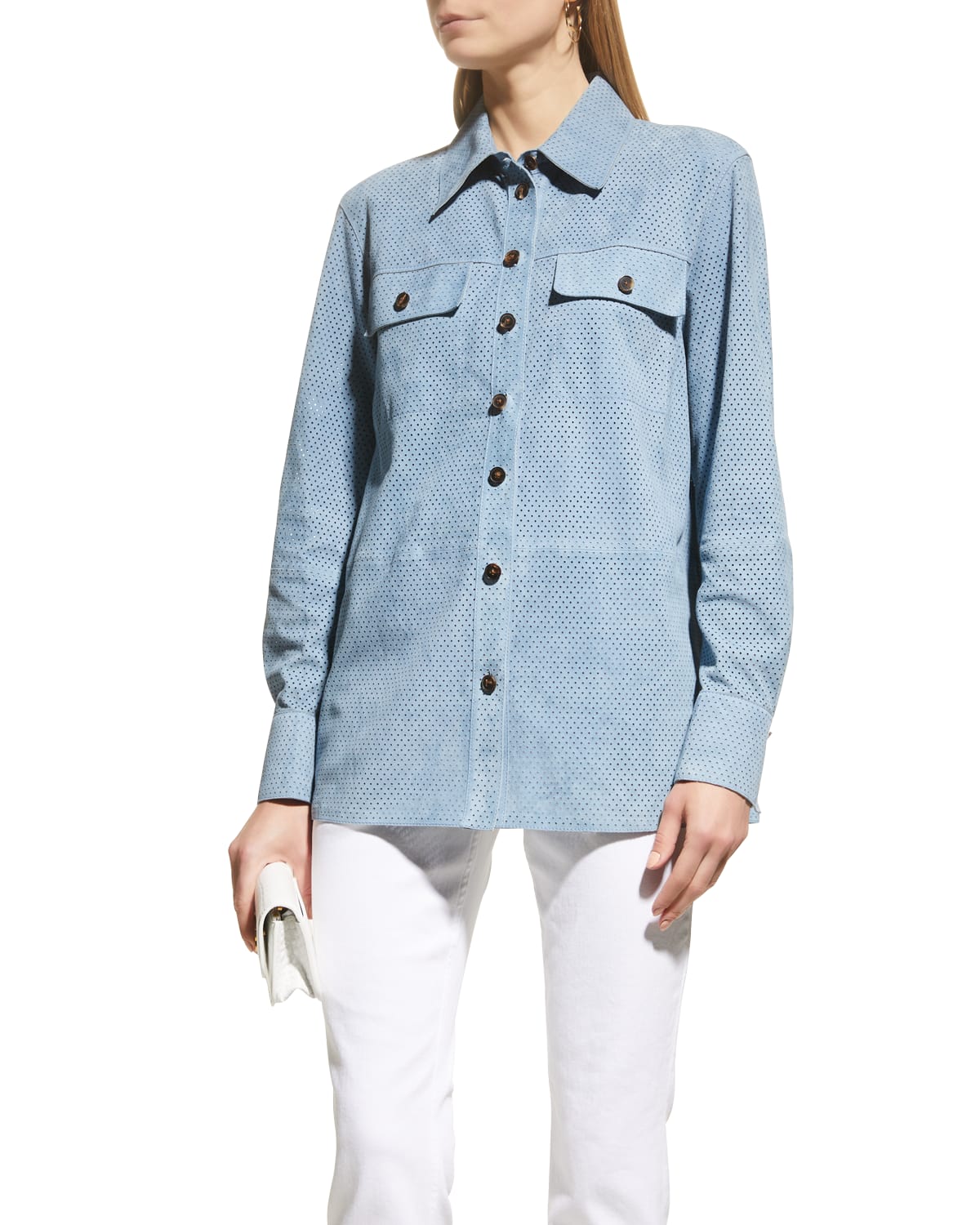 Lafayette 148 New York Button-Down Stretch Cotton Shirt - Bergdorf Goodman