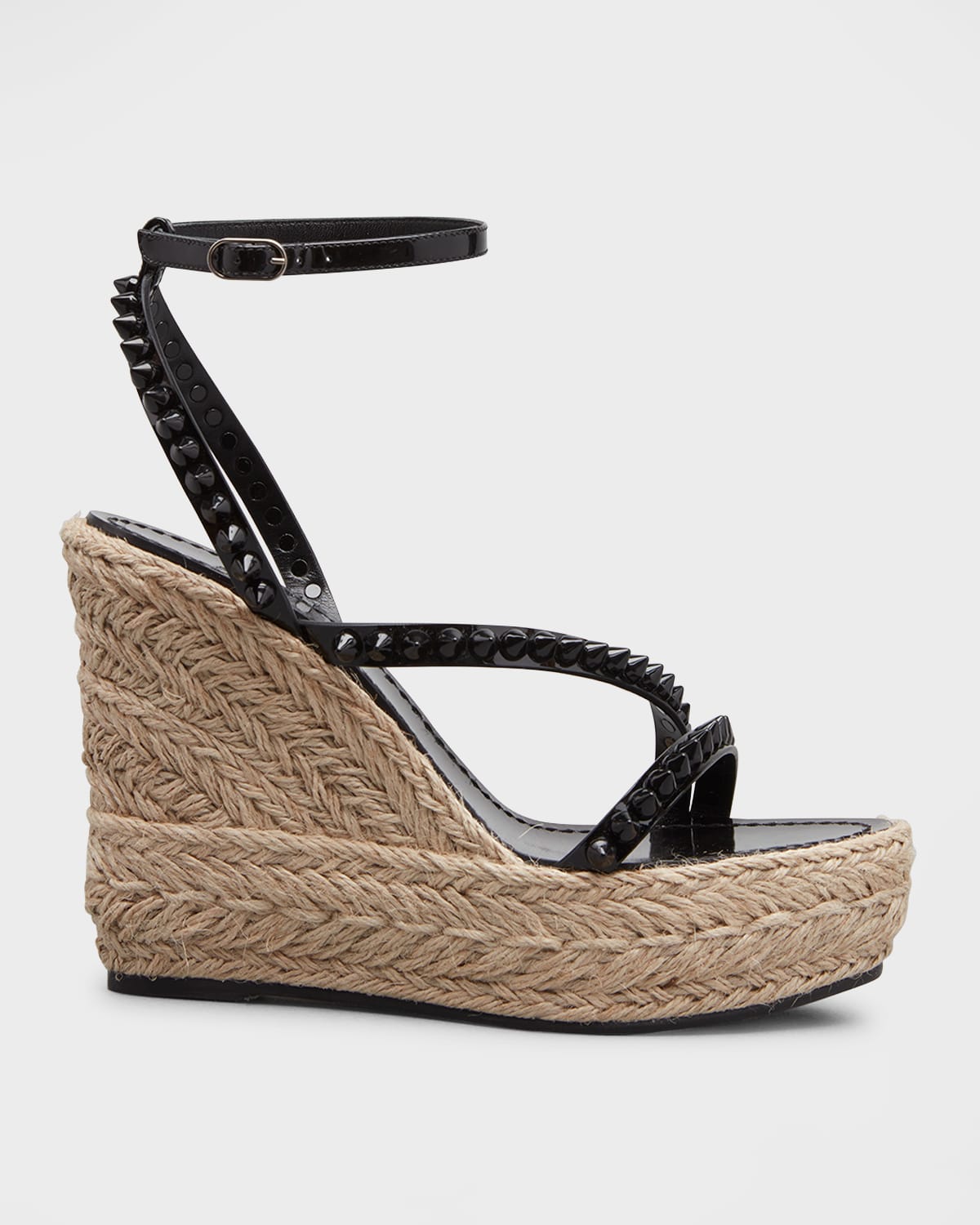 Christian Louboutin Mafaldina Zeppa Spike Platform Wedge Espadrille In Bianco/natural