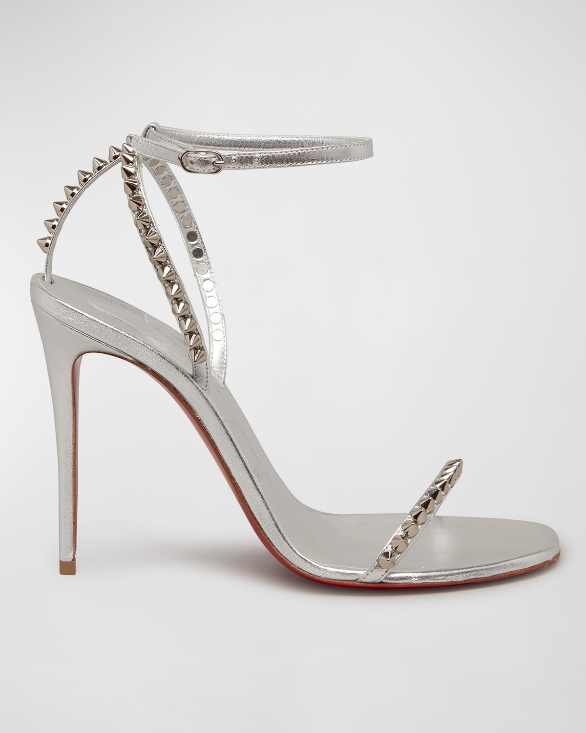 So Me Red Sole Spike Metallic Leather Sandals