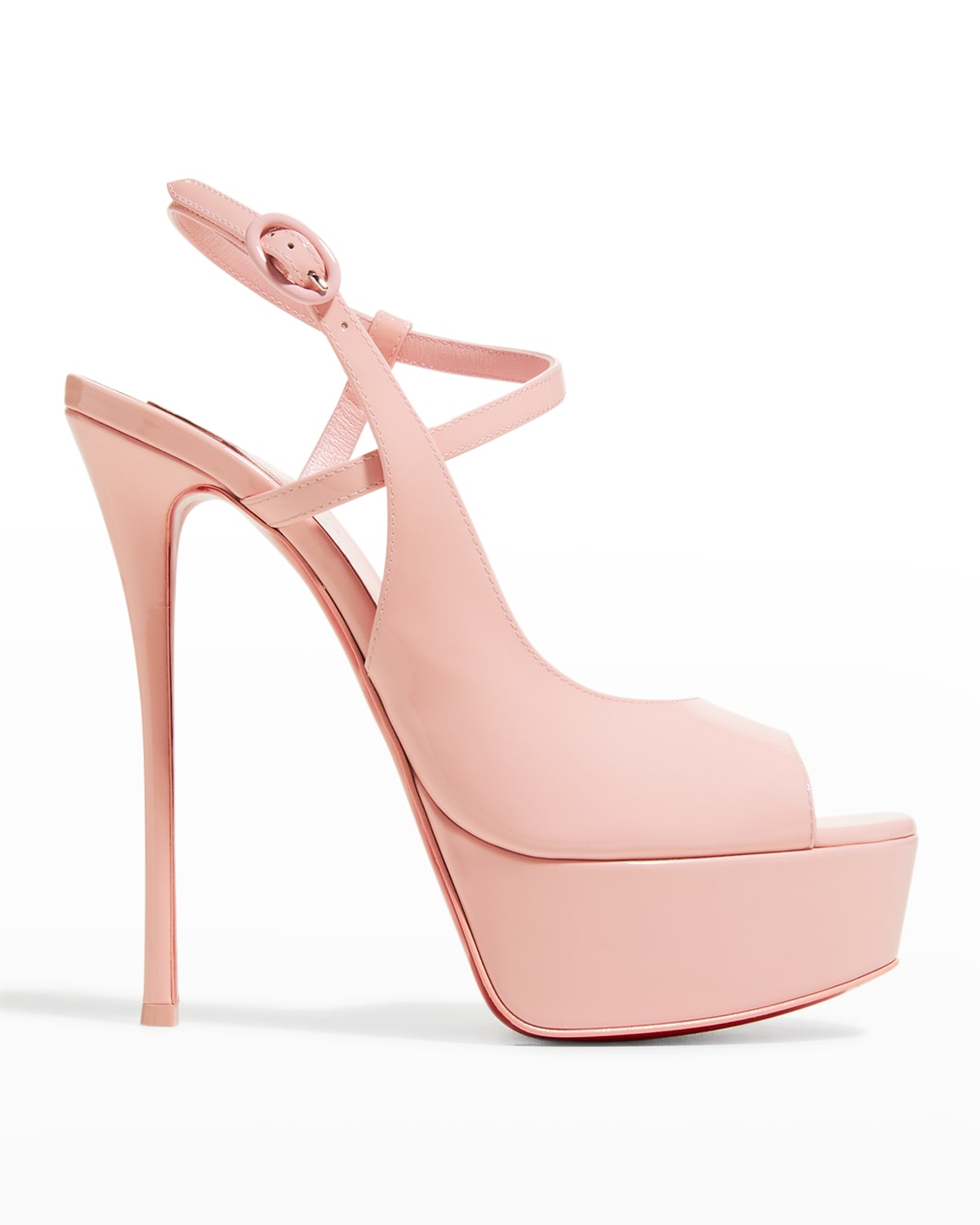 Christian Louboutin So Jenlove Patent Asymmetrical Red Sole Sandals In Light Pink