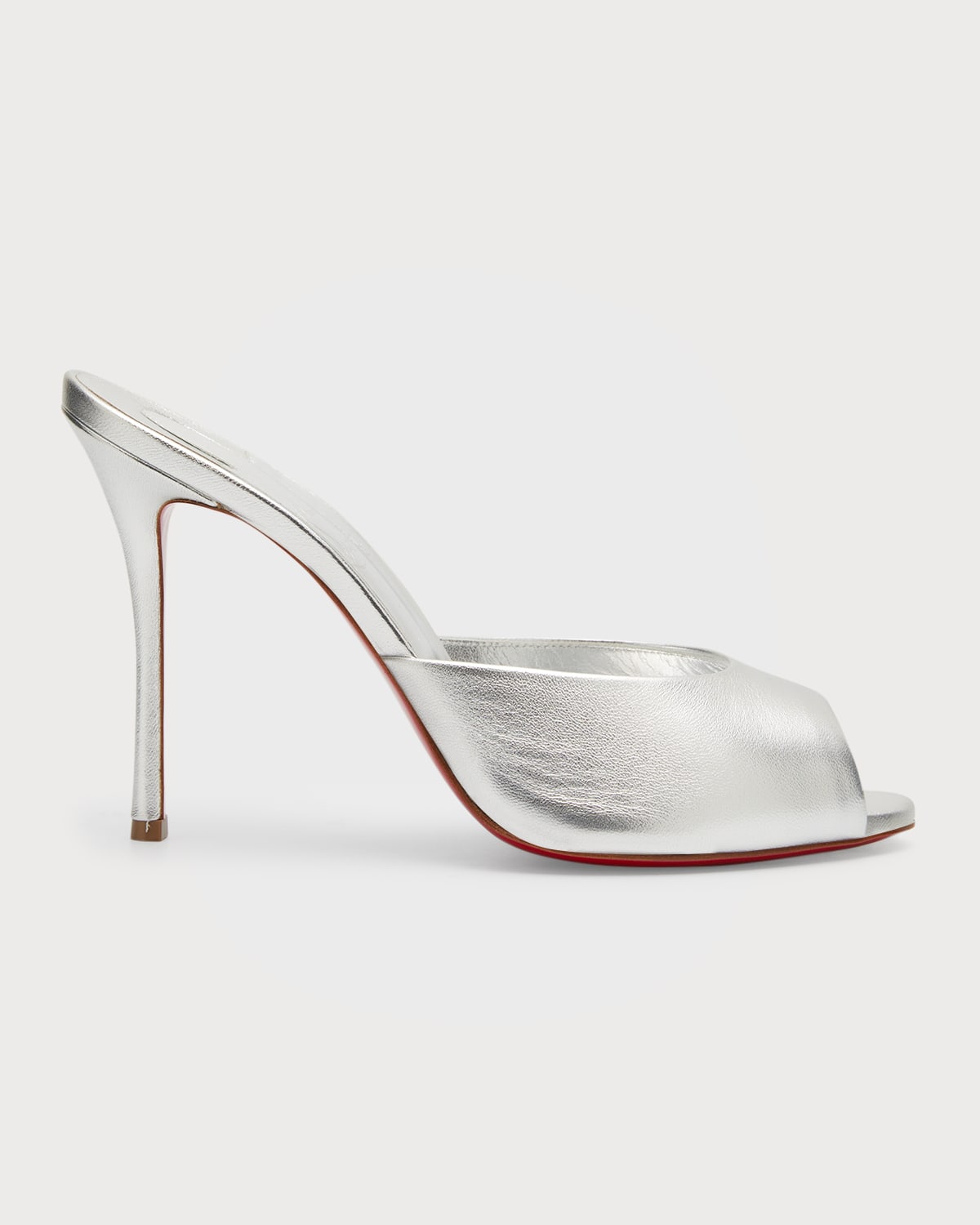 Shop Christian Louboutin Me Dolly Metallic Red Sole Slide Sandals In Silver