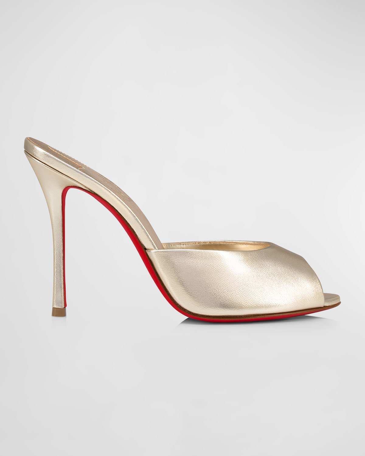 Shop Christian Louboutin Me Dolly Metallic Red Sole Slide Sandals In Sahara Platine