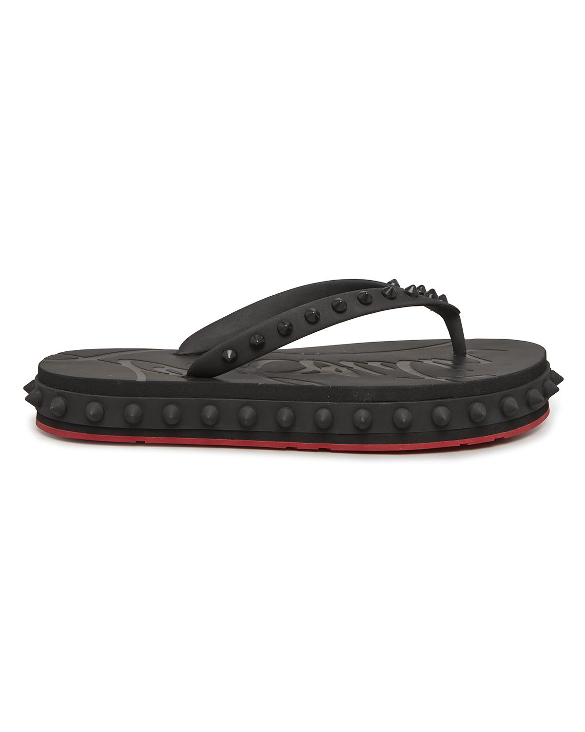 Christian Louboutin loubi flip flat thong sandal spike black red sz 46 Christian Louboutin - Loubi Flip Spikes thong sandals  main image 4