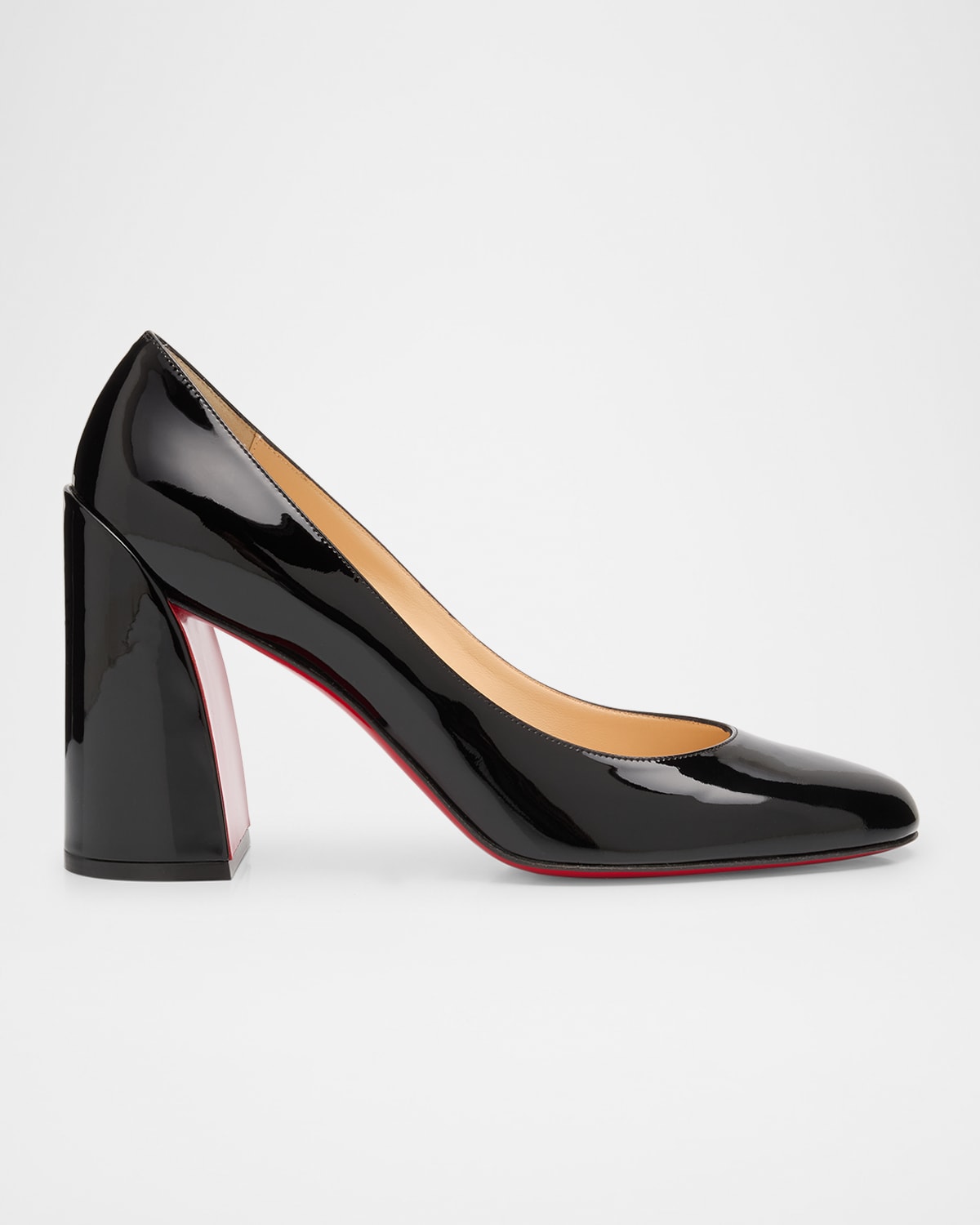 Christian Louboutin Miss Sab Patent Red Sole Pumps In Black