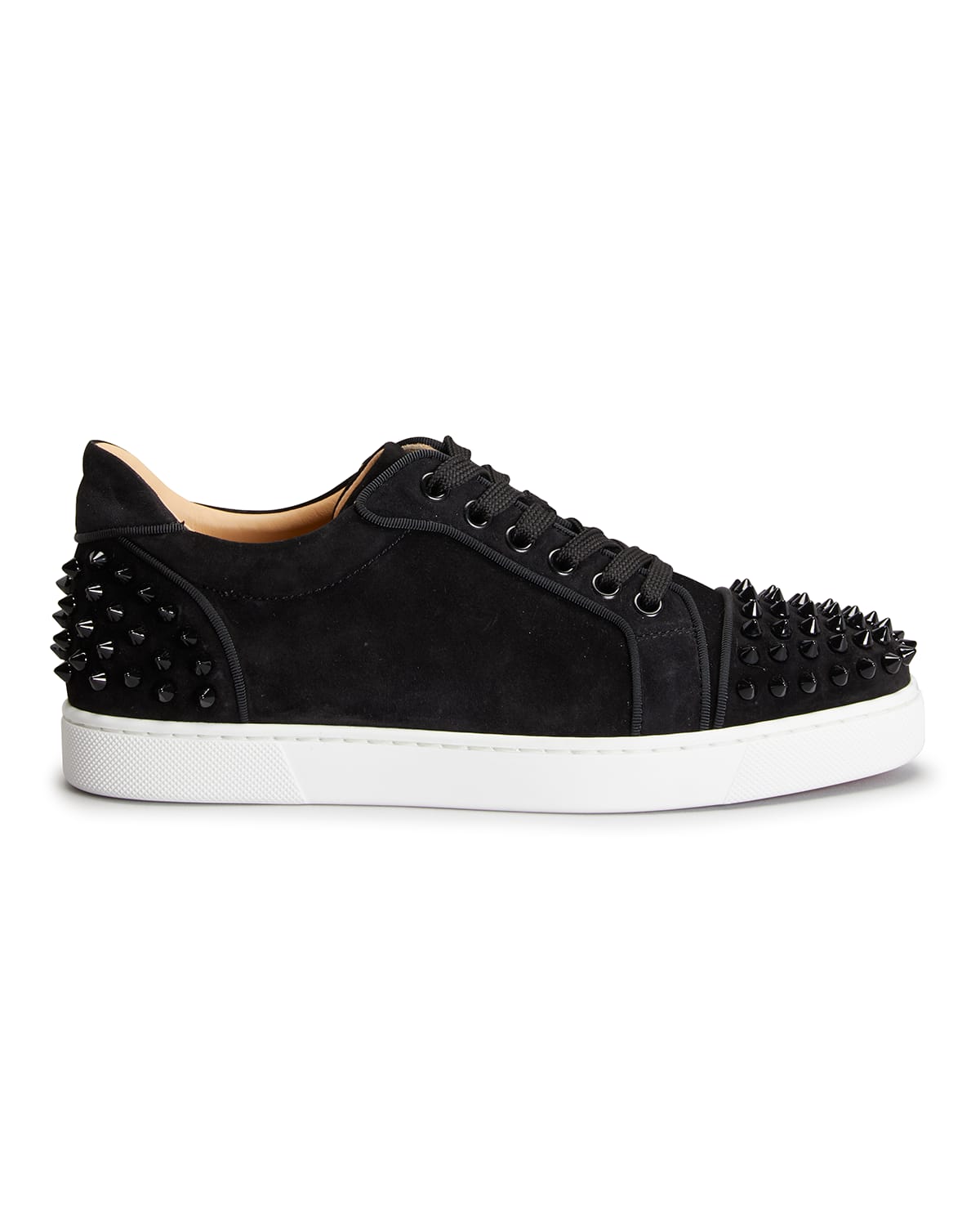 Shop Christian Louboutin Vieira Spike Suede Low-top Sneakers In Black