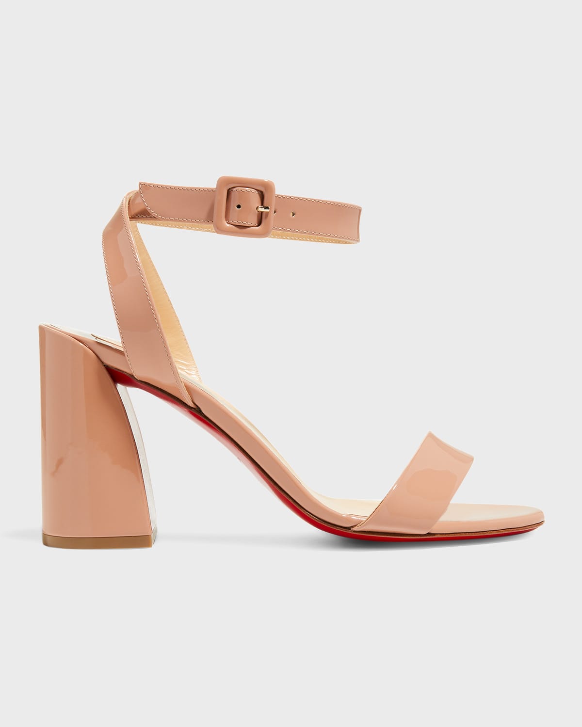 Christian Louboutin Miss Sabina 85 Patent Leather Ankle-strap Sandals In Nude