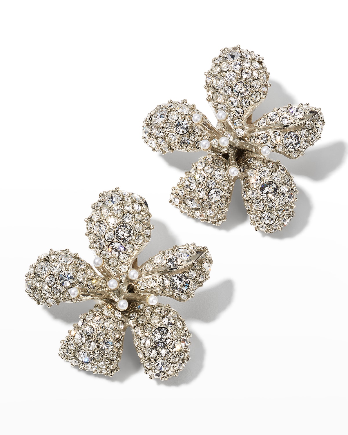Shop Oscar De La Renta Flora Magnifica Earrings In Crystal