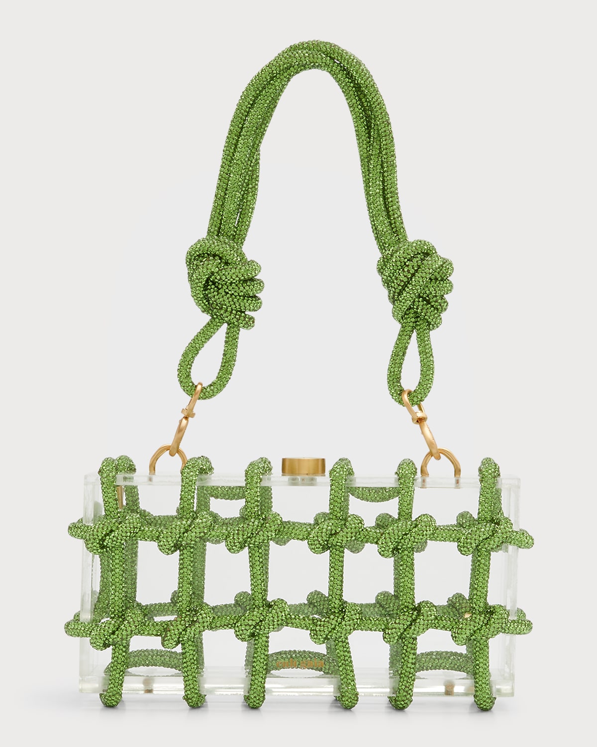 Cult Gaia Bess Caged Embellished Box Shoulder Bag In Palm