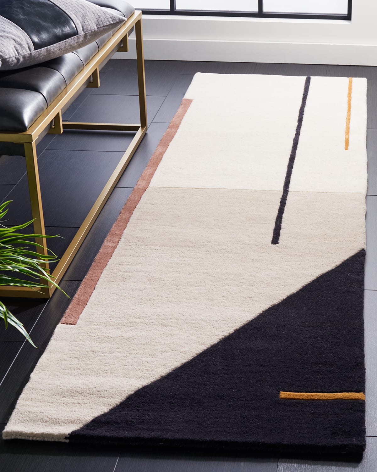 Safavieh Lineal Hand-tufted Rug, 2' X 10' In Ivory, Black
