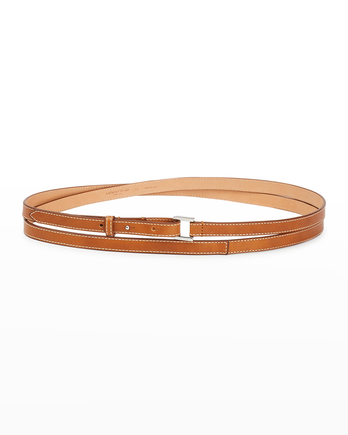 Lafayette 148 Italian Vachetta Leather Double Wrap Belt In Copper