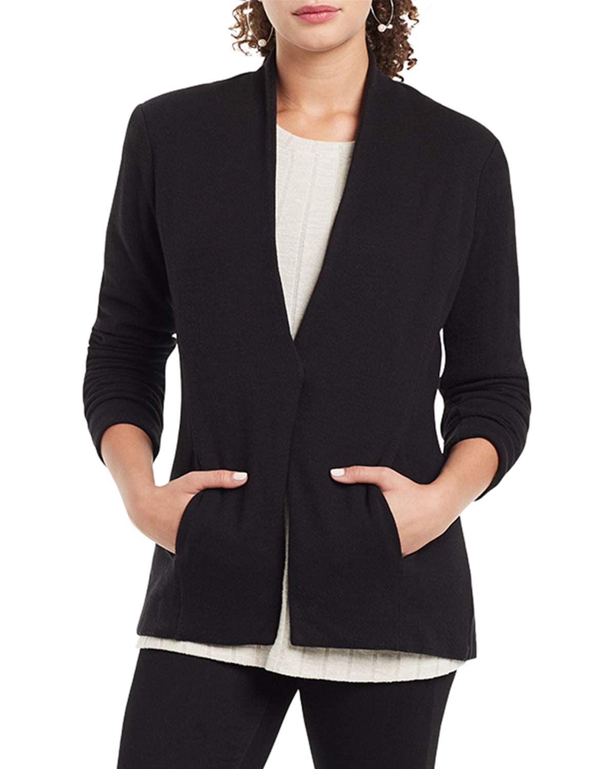 Nic + Zoe Petite Knit Snap-front Jacket In Blx