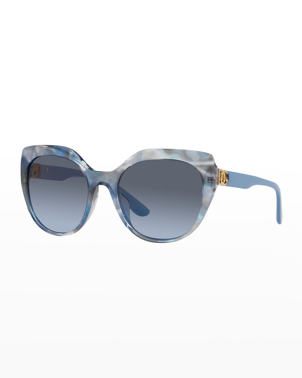 Dolce & Gabbana Dg Logo Plastic Cat-eye Sunglasses In Havana/clear Blue