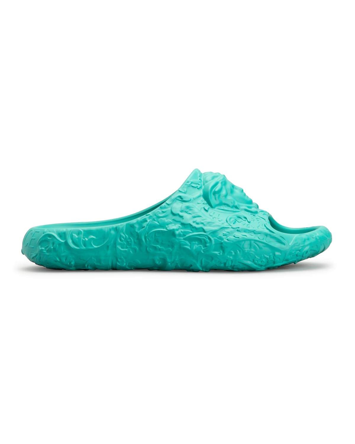 Versace Men's Baroque & Medusa Head Embossed Pool Slides In Turquoise