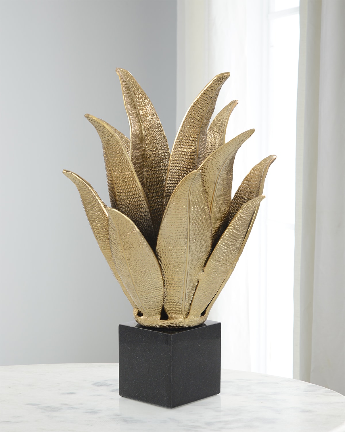 Shop John-richard Collection Handcrafted Brass Leaf Sculpture In Gold