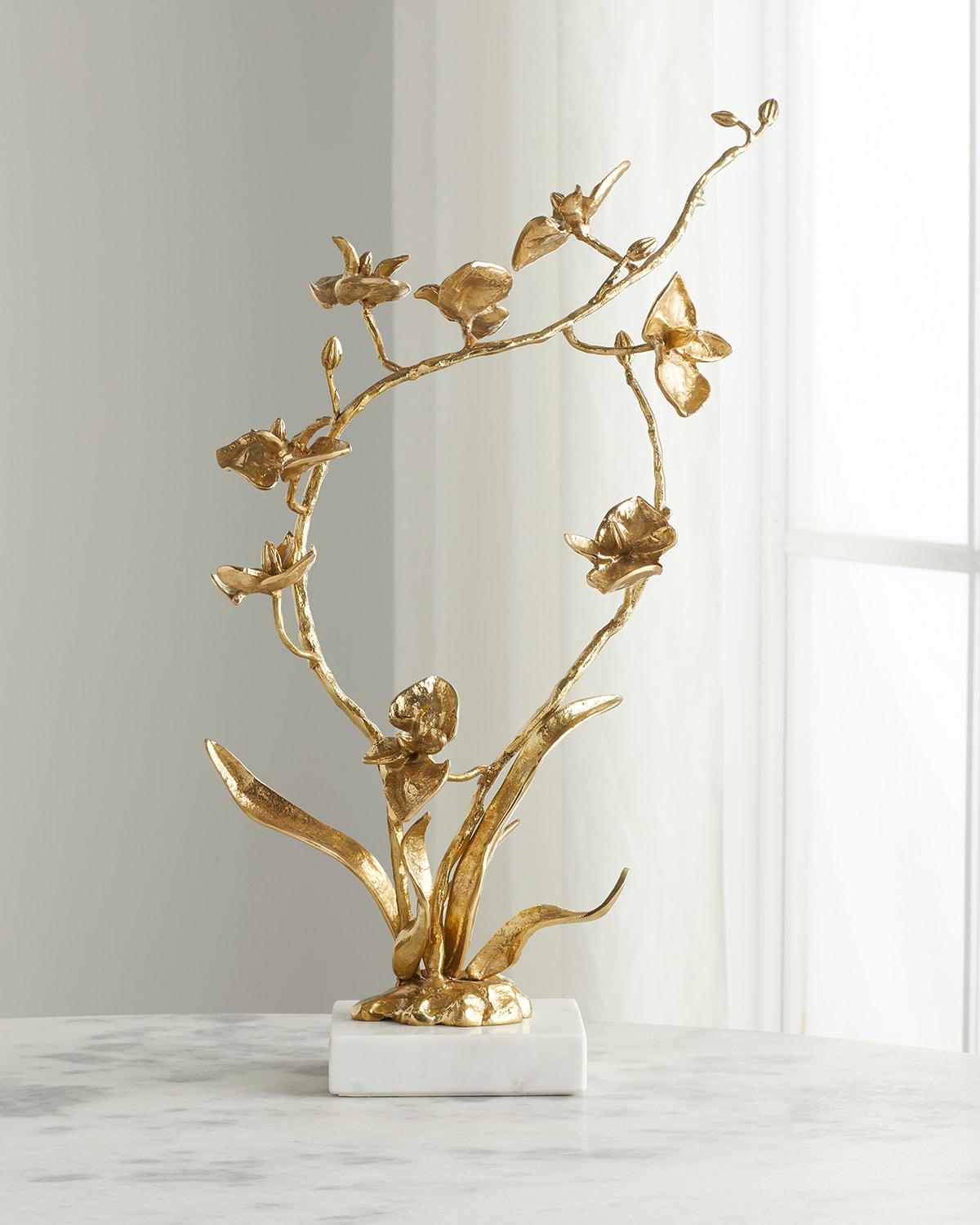 Shop John-richard Collection Orchids In Bloom Ii Sculpture In Gold