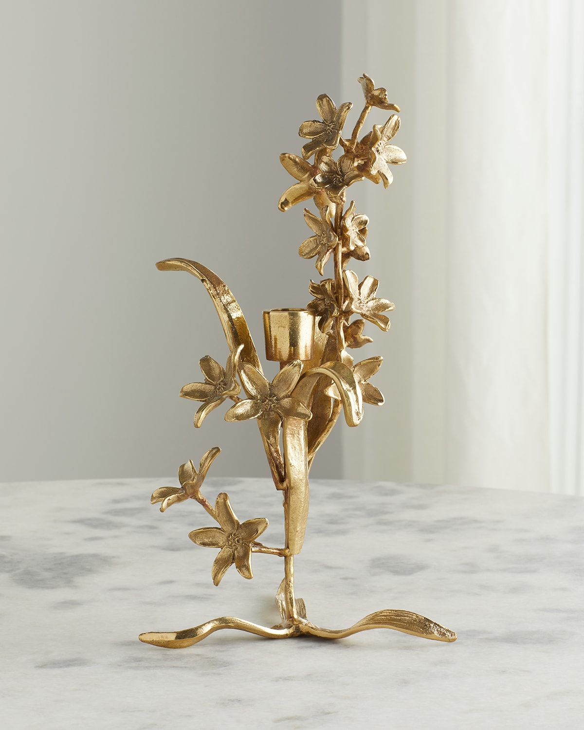 Shop John-richard Collection Spring Flowers Candle Holder I In Gold