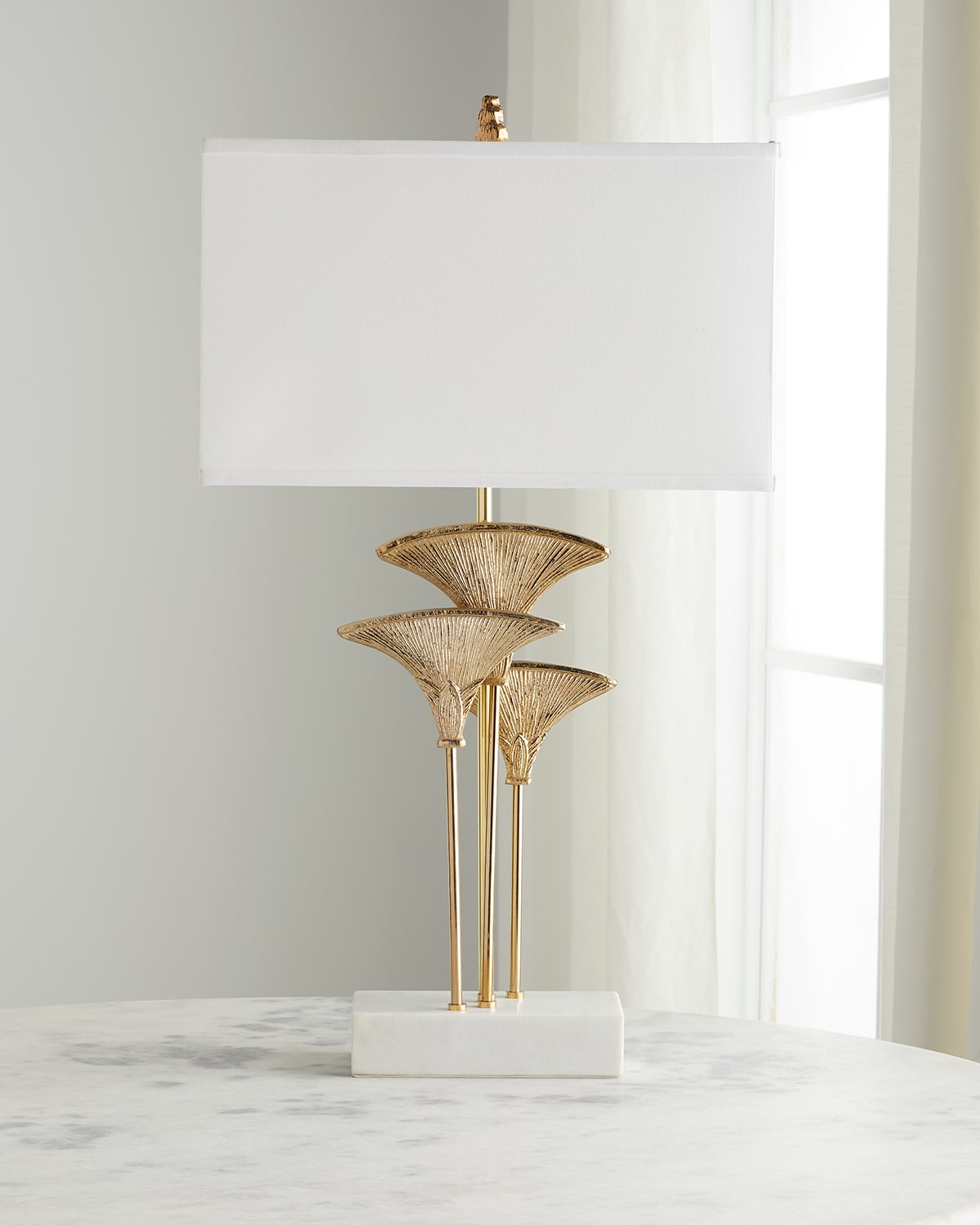 John-richard Collection Brass Papyrus Leaf Table Lamp