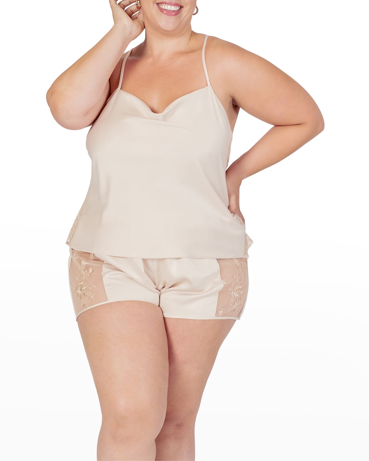 RYA COLLECTION PLUS SIZE DARLING LACE-TRIM PAJAMA SET