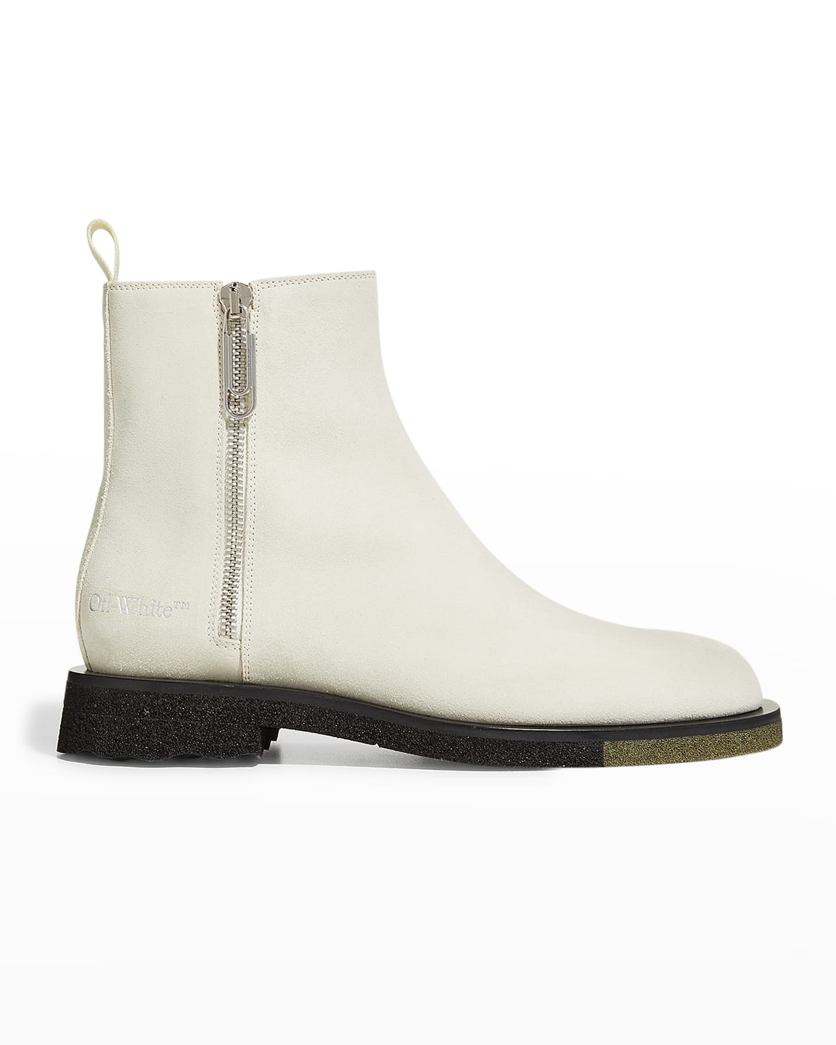OFF-WHITE MEN'S SPONGE SOLE LEATHER ANKLE BOOTS