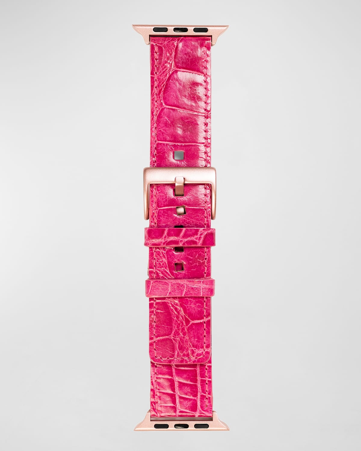 Abas Men's Apple Watch&reg; Alligator Watch Strap, Rose Gold Finish In Pink