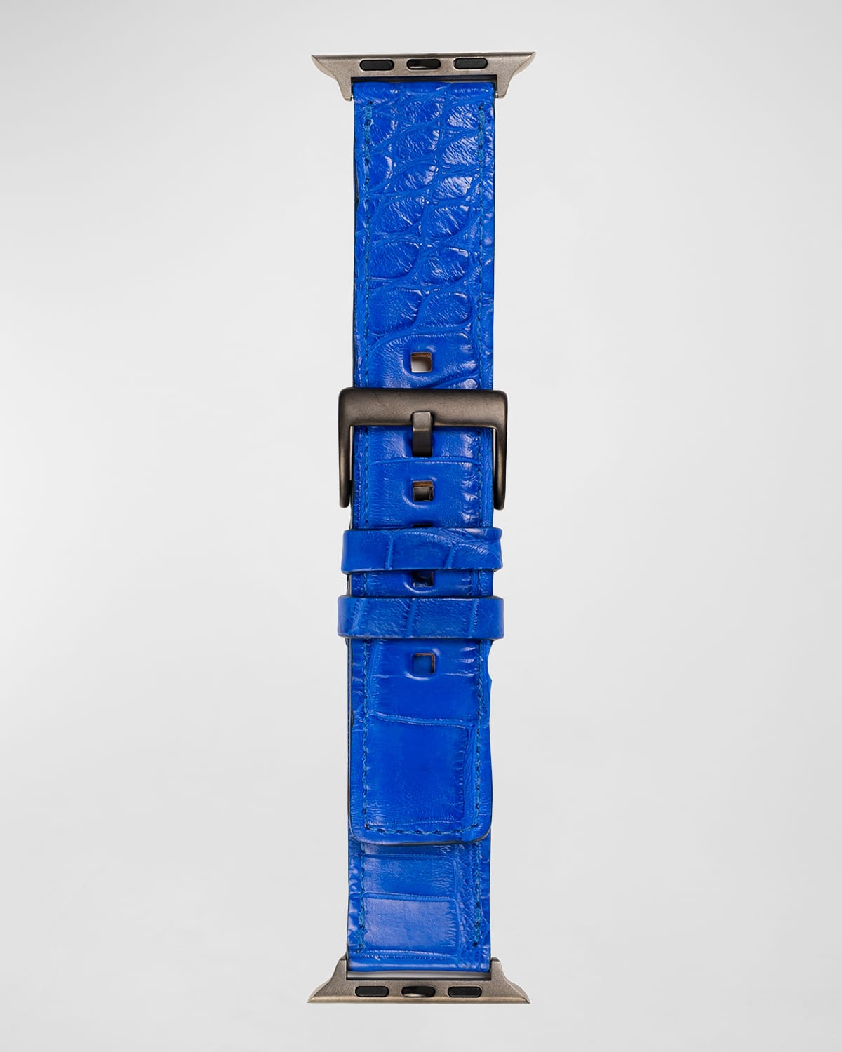 Abas Men's Apple Watch&reg; Matte Alligator Watch Strap, Space Gray Finish In Electric Blue