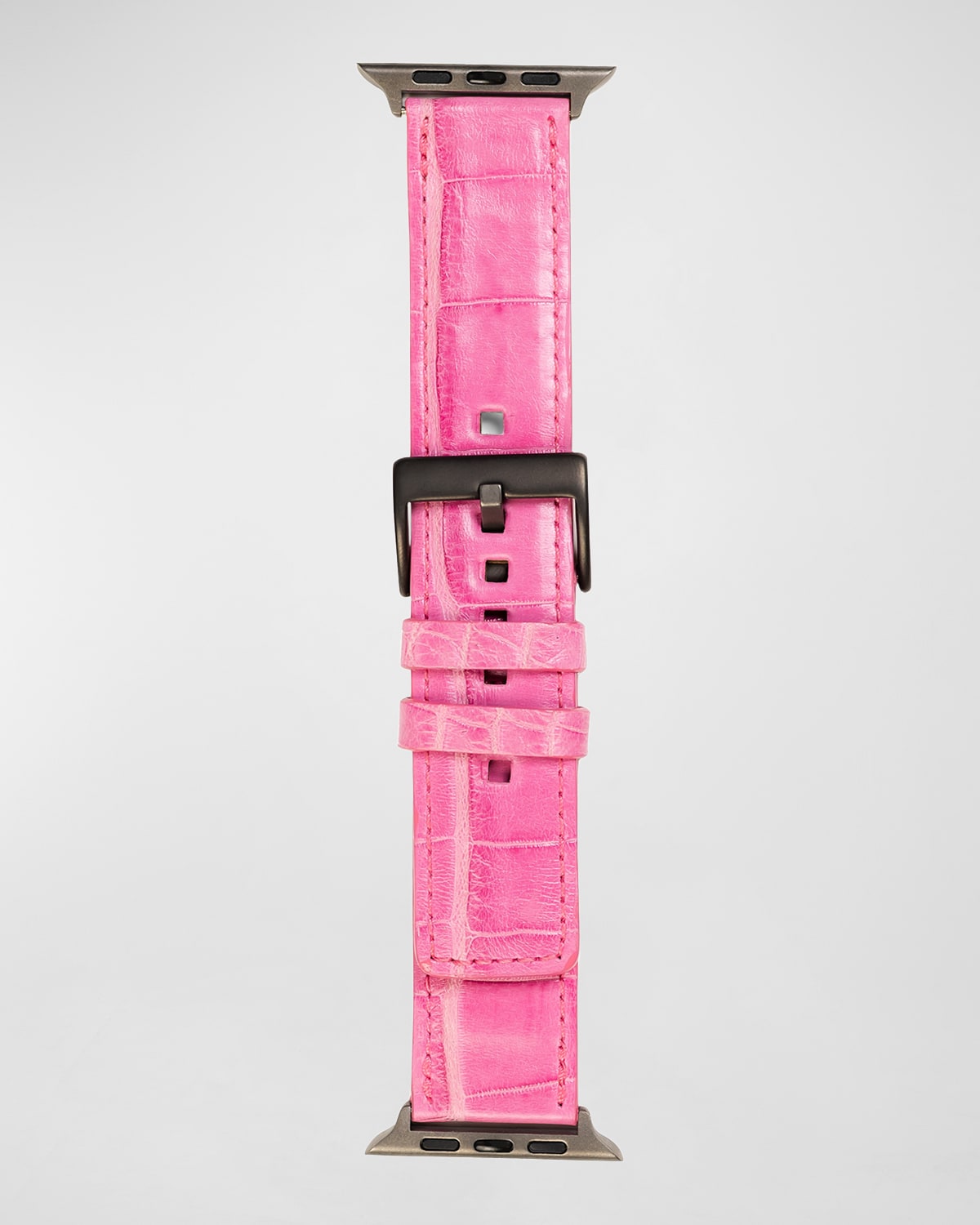 Abas Men's Apple Watch&reg; Matte Alligator Watch Strap, Space Gray Finish In Pink