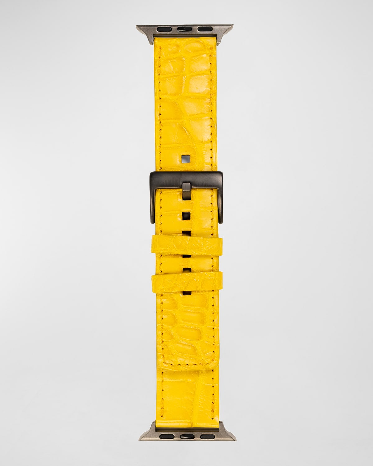 Abas Men's Apple Watch&reg; Matte Alligator Watch Strap, Space Gray Finish In Mustard Yellow
