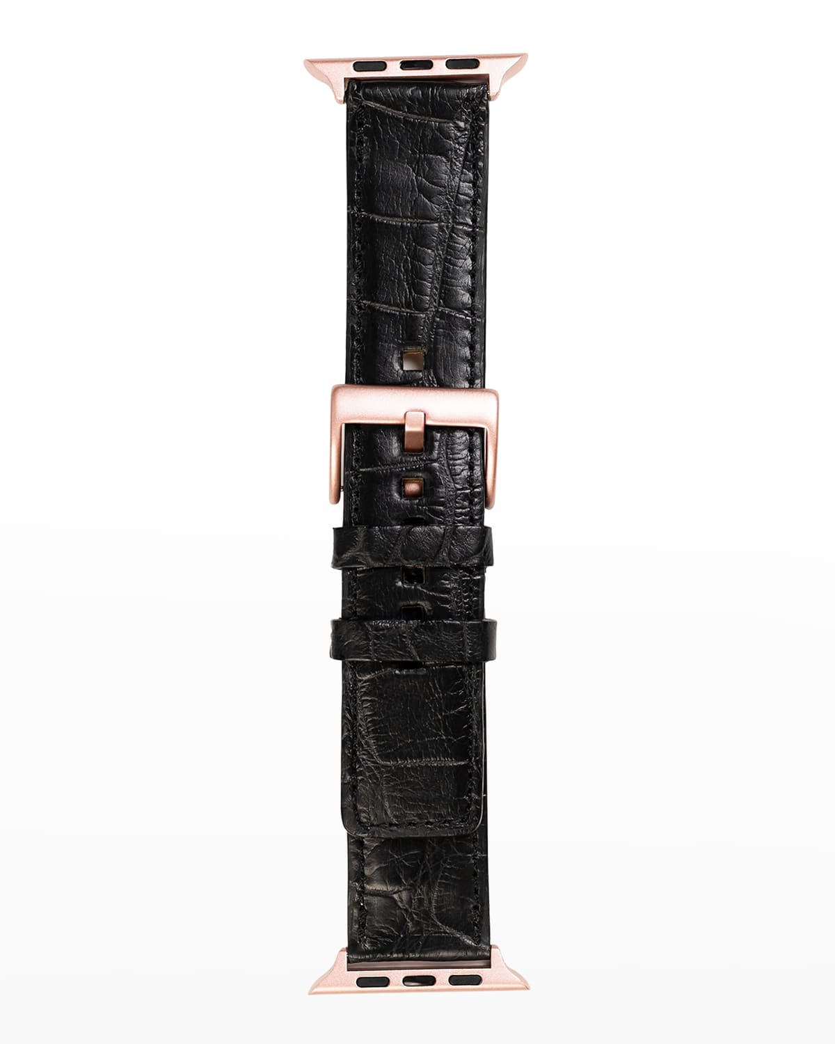 Abas Men's Apple Watch&reg; Matte Alligator Watch Strap, Rose Gold Finish In Black